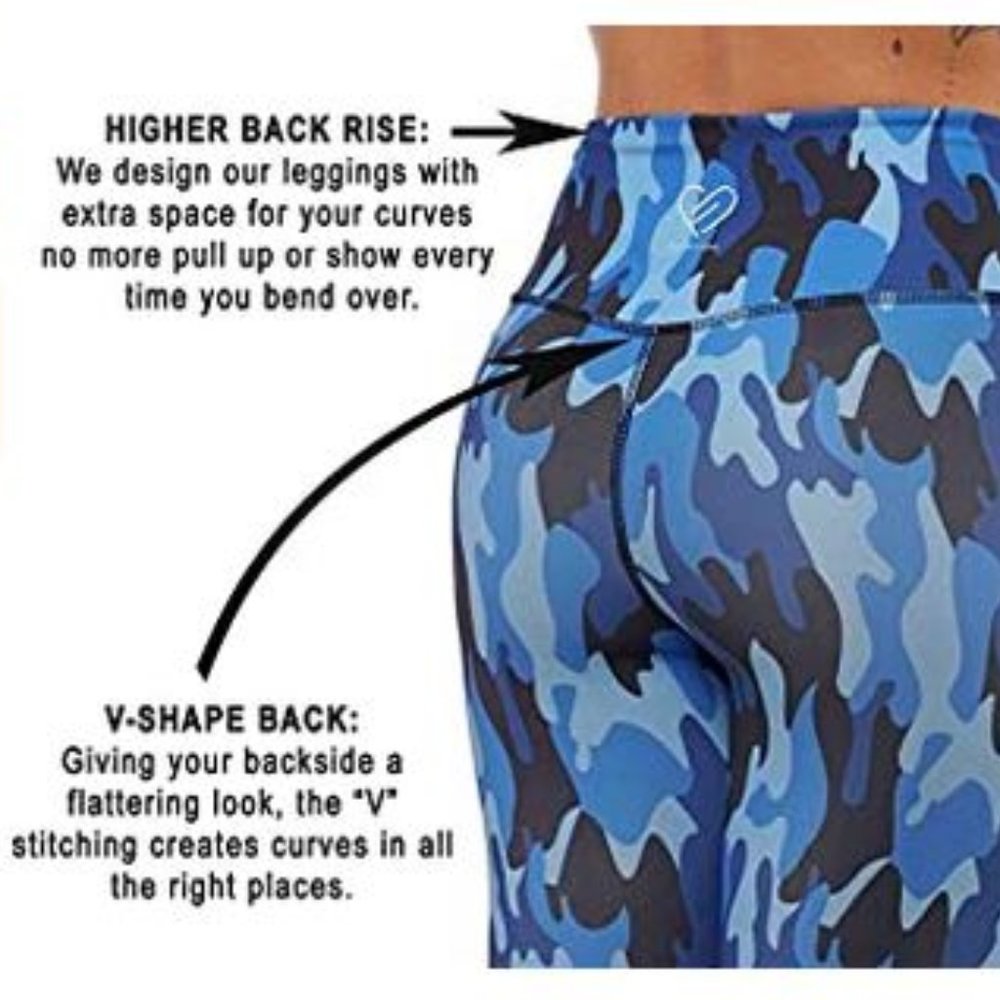 Camouflage Print Yoga leggings V shaped back Compression Workout Pants - Picture 5 of 6